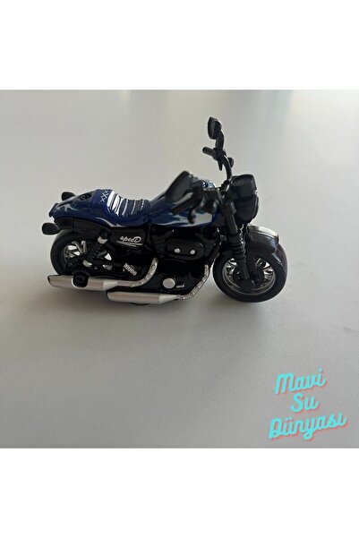 mavi su dünyası Çek Bırak Metal Küçük Boy Mavi Renk Motosiklet 7 Cm