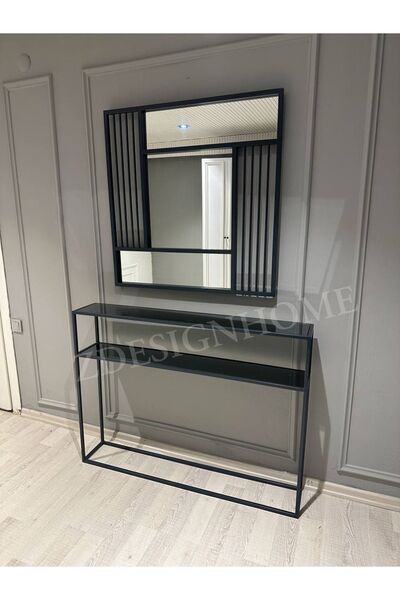 zdesignhome 90 Cm Ayna + 90x20x120 Cm Dresuar Takım Antrasıt Grı