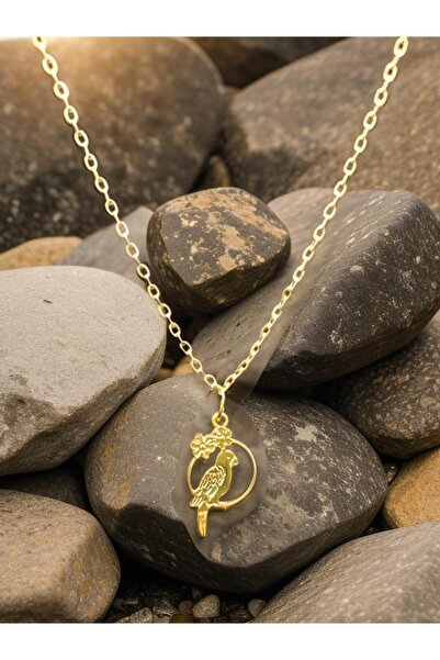 whocares Kolye Altın Renk Minik Muhabbet Kuşu Kolye Kaliteli Popüler