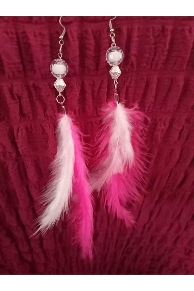 Meralin Elinden Pink-White Pearl Feather Earring