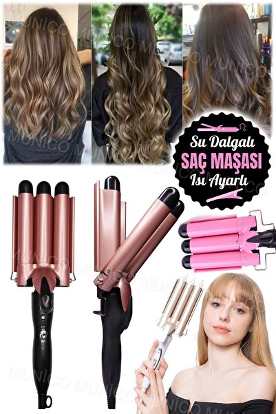 Munico 3 Barrel Electric Hair Curler - Ceramic Deep Waves Curling Salon Home Styling Tool