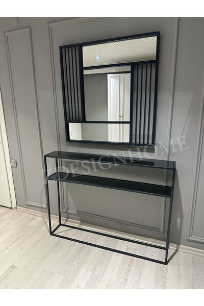 zdesignhome 90 Cm Ayna + 90x20x120 Cm Dresuar Takım Antrasıt Grı