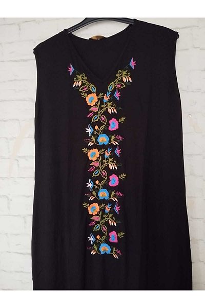 anne moda ankara Rochie de vară fără mâneci din viscoză cu broderie