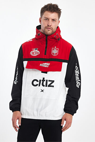 Black Level Men's Printed Waterproof Raincoat Jacket - Two Colors, Zippered, Racer College Coat