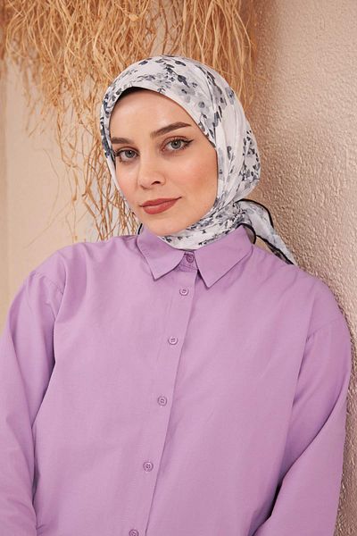 İpekhan Κασκόλ Λευκό Βαμβακερό Βισκόζη Flower Series 1123-01