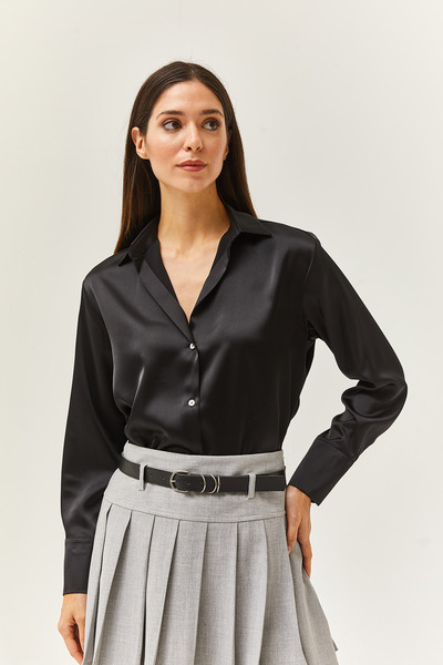 Thil Women's Long Sleeve Cotton Satin Shirt 2385-Thl