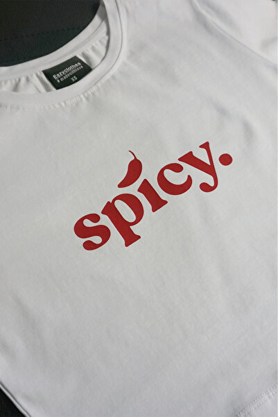 Eazy Co Λευκό Crop Top - Μπλουζάκι με κοντό μανίκι με λαιμόκοψη