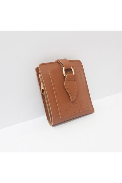 renkli çiçekler Кафяв дамски портфейл - 12x10 см