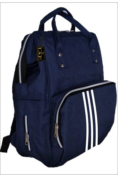 USF Baby Care Backpack Mother Baby Care Backpack Vertical Striped Navy Blue