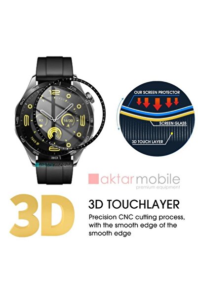 Dolia Huawei GT 4 - 46 mm, Screen Protector, 3D Full Cover Curved PPMA Nano Glass