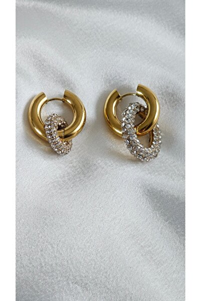 Omelas Taşlı Halka Model Çelik Küpe