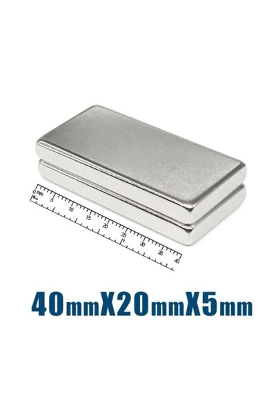 Hdg Magnet 2 Adet Neodyum Mıknatıs Magnet 40mm X 20mm X 5mm Köşeli Süper Güçlü