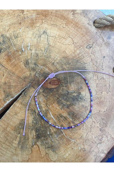 Ben Aleina Purple Rope Anklet Purple Colored Beaded Anklet Bracelet