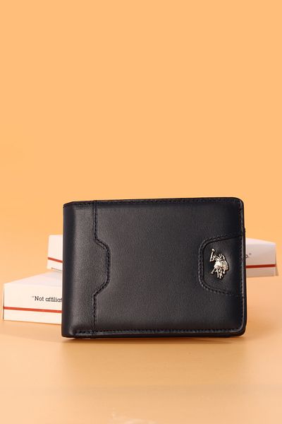 U.S. Polo Assn. BÁZIS. POLO ASSN. 9600-9601 - Valódi bőr sötétkék pénztárca kártyatartó