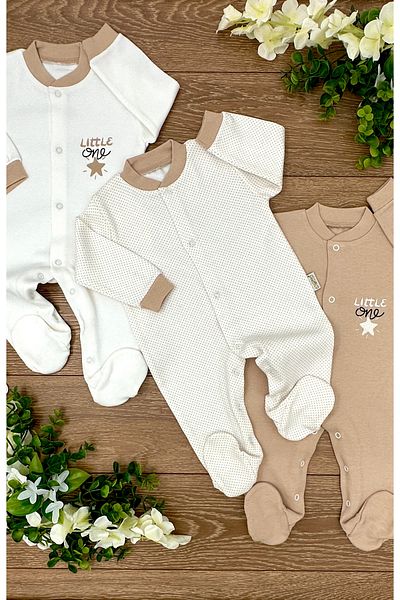 Renkli Puset 3-Piece Organic Cotton Rompers Set for Newborn Baby - Polka Dot Spotted