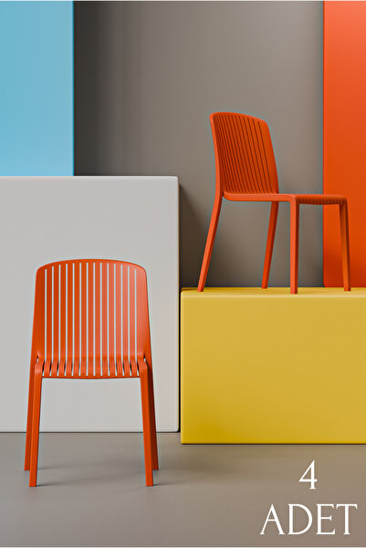 Çavdar Group 4'lü Still Cafe Kolsuz Sandalye Bahçe Balkon Teras Kafe Sandalyesi 4 Adet Kolsuz Kafe Koltuk