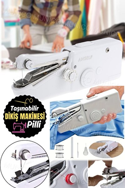 Munico El Taşınabilir Mini Elektrikli DİKİŞ MAKİNESİ Ev Akülü Hızlı Dikiş Aracı Kumaş Giyim için Oyuncak