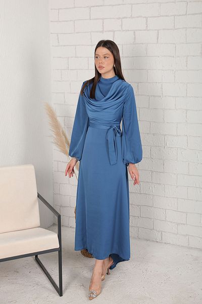 Melike Tatar Satin Dress BLUE - 6-5035