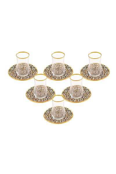 B&M 12 Piece Leopard Patterned Round Tea Set