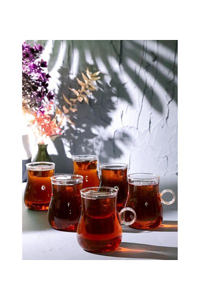 AROW Set of 6 Borosilicate Tea Cups