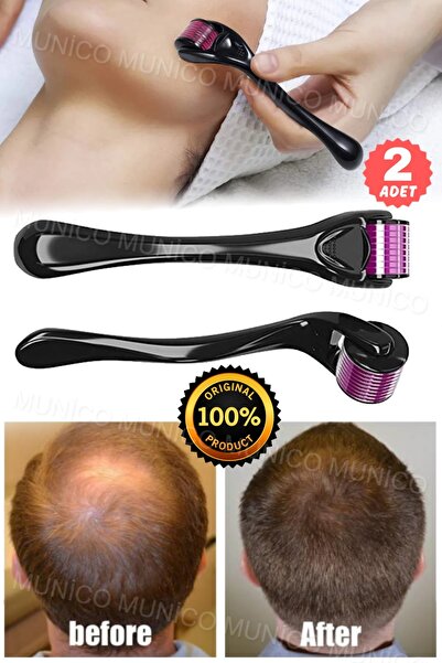 Munico 2 Adet 540 Derma Rulo Microniddle Rulo Mikro İğneleme İğneleri Uzunluk Titanyum Dermoroller Saç İçin