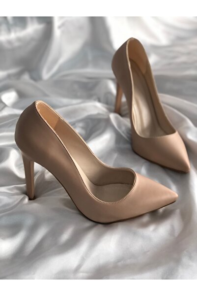 Hg Ayakkabı ماتيلدا جلد بيج 10 سم كعب ستيليتو