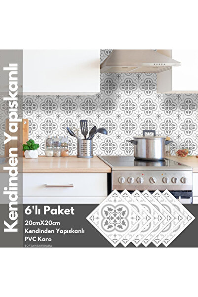 TechnoSmart 6Adet 20cm×20cm Kendinden Yapışkanlı Duvar Kaplama Mutfak Banyo P...