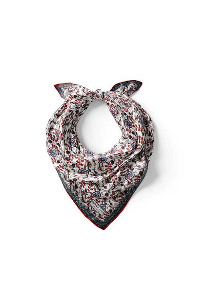 Bursa İpek Tulip Patterned Red-Black Silk Handkerchief