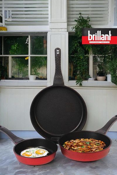decorev Sinistra 3-Piece Cast Iron Pan and Sauce Set 20/24/28 Cm Granite Pan Set