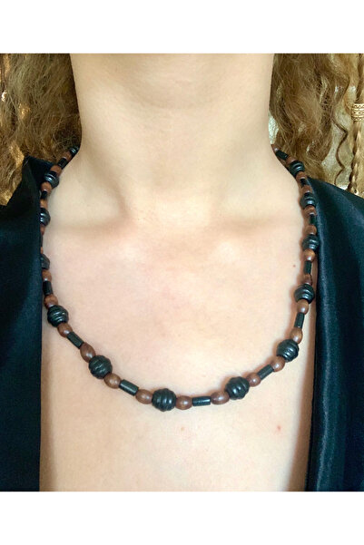 Bohem Shop Bohemian Patterned Unisex Wooden Bead Necklace - Ethnic Hippie Style