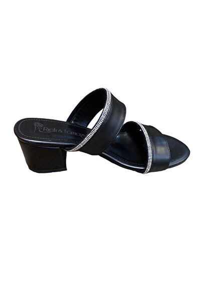 AYEM Жіночі капці з товстим каблуком і деталями з каменю