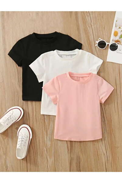 Baxia UNISEX Παιδικό μπλουζάκι 3 συσκευασιών με στάμπα χτενισμένο βαμβακερό μπλουζάκι