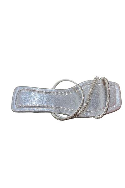 Shoes Papuci negri argintii - Talpă plată din piatră subțire
