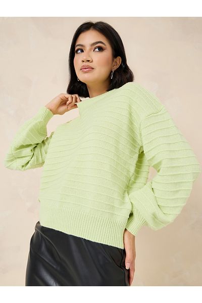 Styli Volume Sleeves Textured Sweater