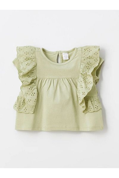 LC Waikiki LCW baby Crew Neck Short Sleeve Printed Baby Girl Blouse and Leggings 2 Pieces Set
