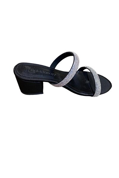 AYEM Жіночі капці з товстим і коротким каблуком та каменем