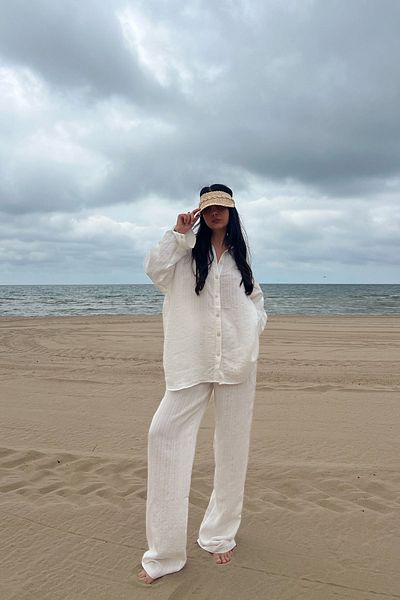 Seda Yalçın Atelier Ecru Oversize Shirt and Pants Set