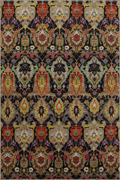 Rugs Modern Halı سجادة مزخرفة بنقشة زهور بنية مع قاعدة منسوجة قابلة للغسل mir...