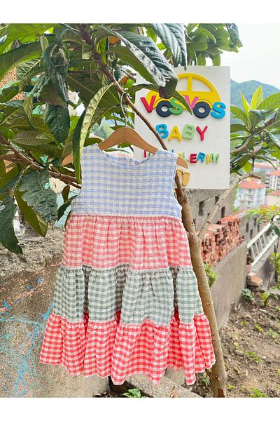 VOSVOSBABYSTORE Φόρεμα με μοτίβο μπλε ουράνιο τόξο
