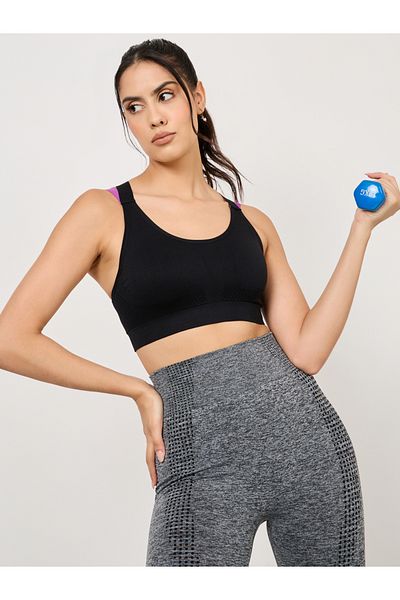 Styli Contrast Cross Back Strap Sports Bra