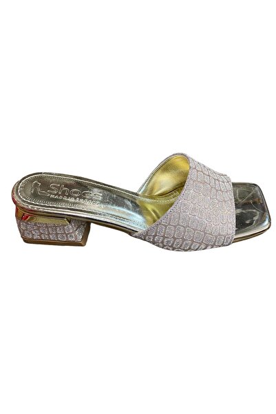 Shoes Жіночі блискучі тапочки на низьких підборах