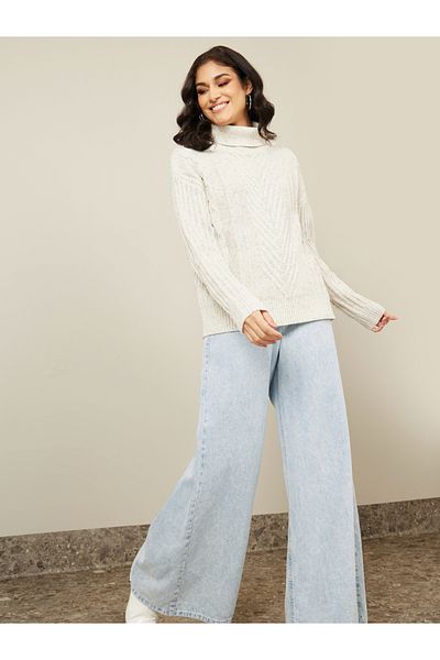 Styli Regular Fit Turtle Neck Cable Knit Sweater
