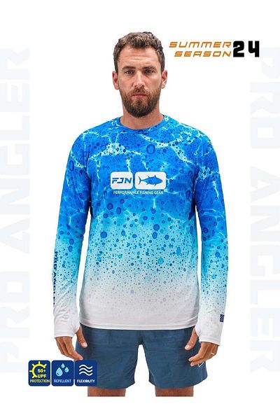 Fujin تي شيرت Pro Angler S24 - نمط المحيط الأزرق 3XL