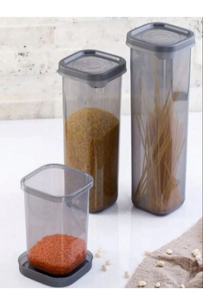GameFruy Smoked 3-Piece Square Storage Set - Food and Jar Container