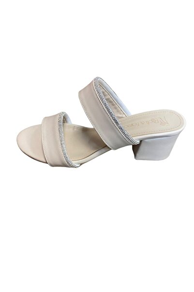 AYEM Жіночі капці з товстим каблуком і деталями з каменю