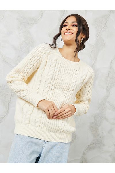 Styli Regular Fit Cable Knit Sweater