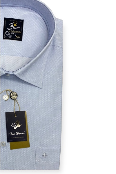 TWO HANDS Ανδρικό πουκάμισο σε μεγάλο μέγεθος μπλε - χαλαρή εφαρμογή, κοντό μανίκι 573