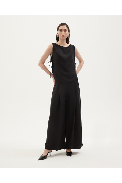 Towdoo Αμάνικο μπλουζάκι Poppy Linen Cupro με πλαϊνά κορδόνια