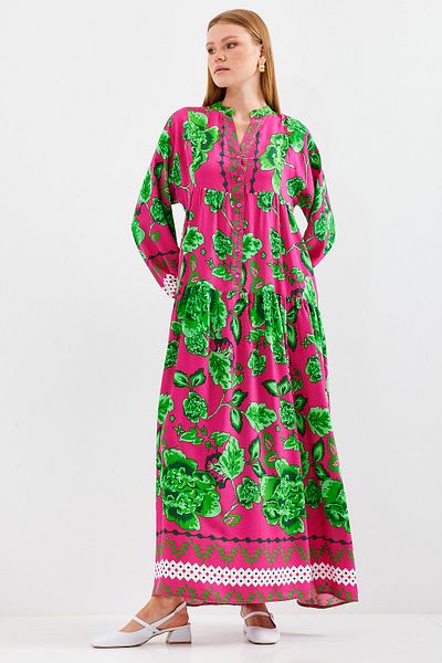 Bigdart Rochie hijab pentru femei din viscoza roz inchis verde - 2423