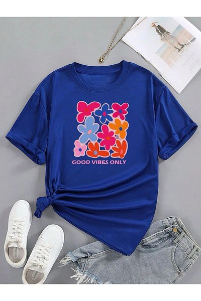 DAXİS Sportwear Company Μπλουζάκι με λαιμόκοψη με λουλούδια για παιδιά